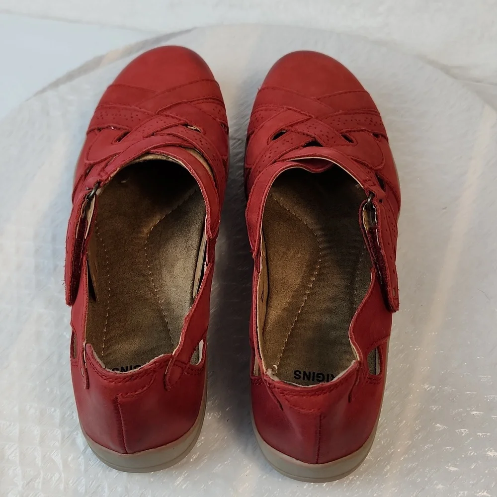 Earth Origins Rapid Teddy Leather Walking Loafer Cushioned Red Size 7 - Picture 8 of 12